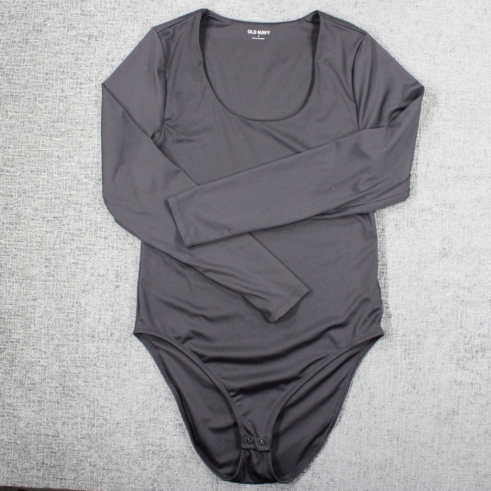 Old Navy Womens Black Long Sleeve Scoop Neck Bodysuit Size M Stretch Basic Layer